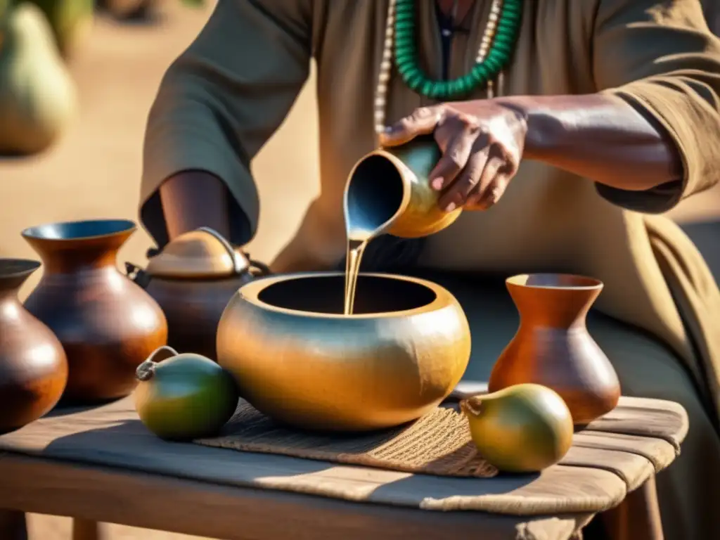 Técnicas de cebado del mate: ceremonia tradicional rioplatense con mate, gourd, bombilla, agua caliente, vapor, yerba mate, naturaleza exuberante