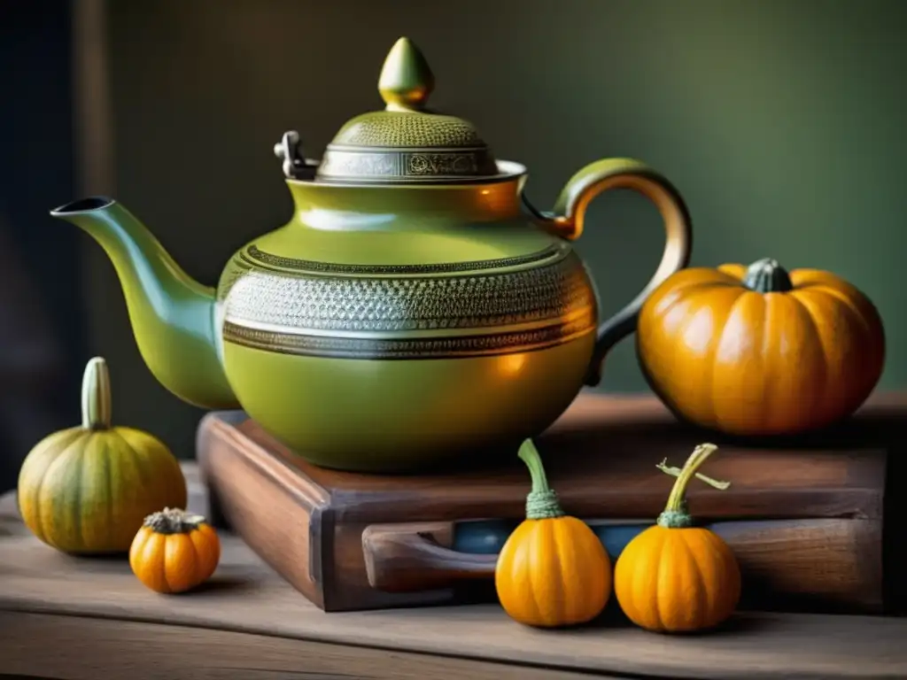 Técnicas cebado frío tereré perfecto: teapot y mate gourd vintage