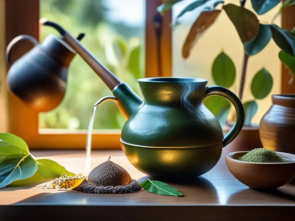 Preparación tradicional de mate con ambiente acogedor y recetas de mates fríos