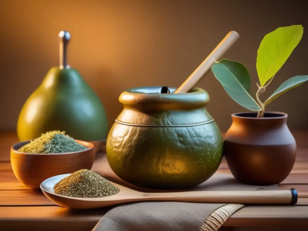 Preparación tradicional de mate con gourd, bombilla y yerba mate - Alternativas naturales para endulzar mate