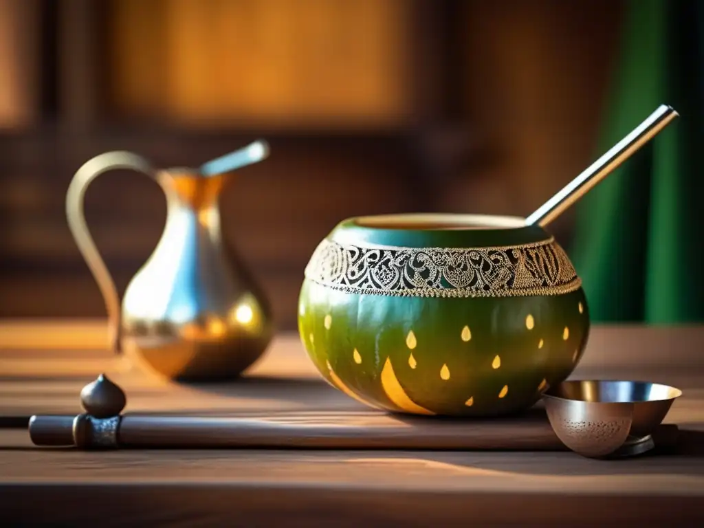 Tradicional mate gourd y bombilla en una mesa de madera - Innovaciones en preparación de mate