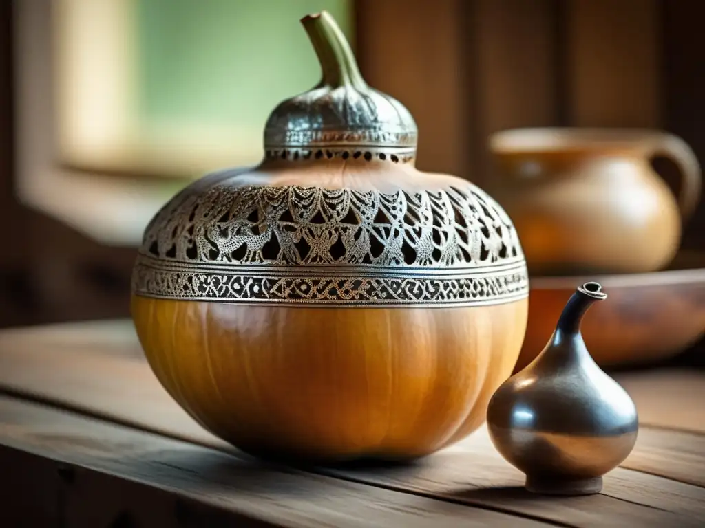 Preparación tradicional del mate paso a paso - Gourd, bombilla y ambiente vintage