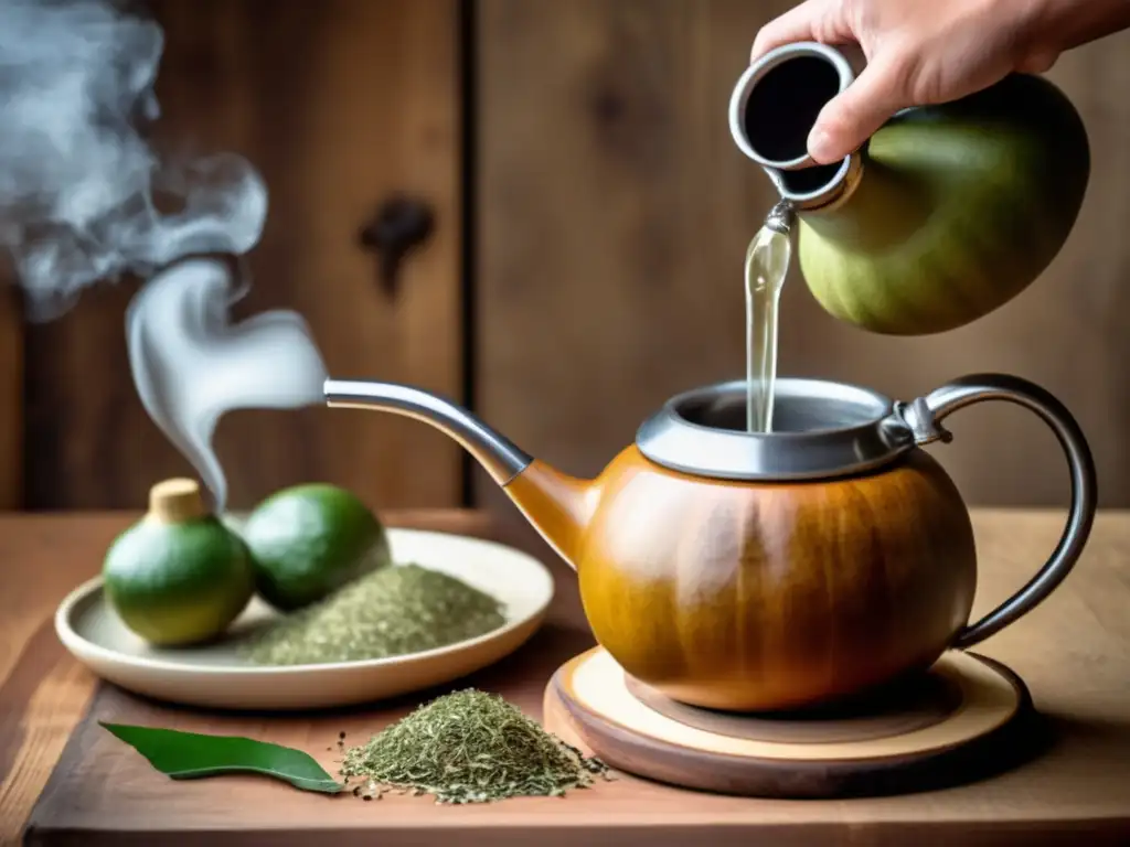 Preparación tradicional de mate con yerba mate, bombilla y deliciosos snacks argentinos