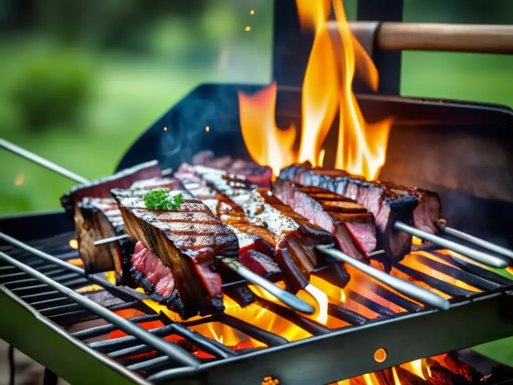 Tradicional parrilla argentina con cortes de carne para mate tradicional