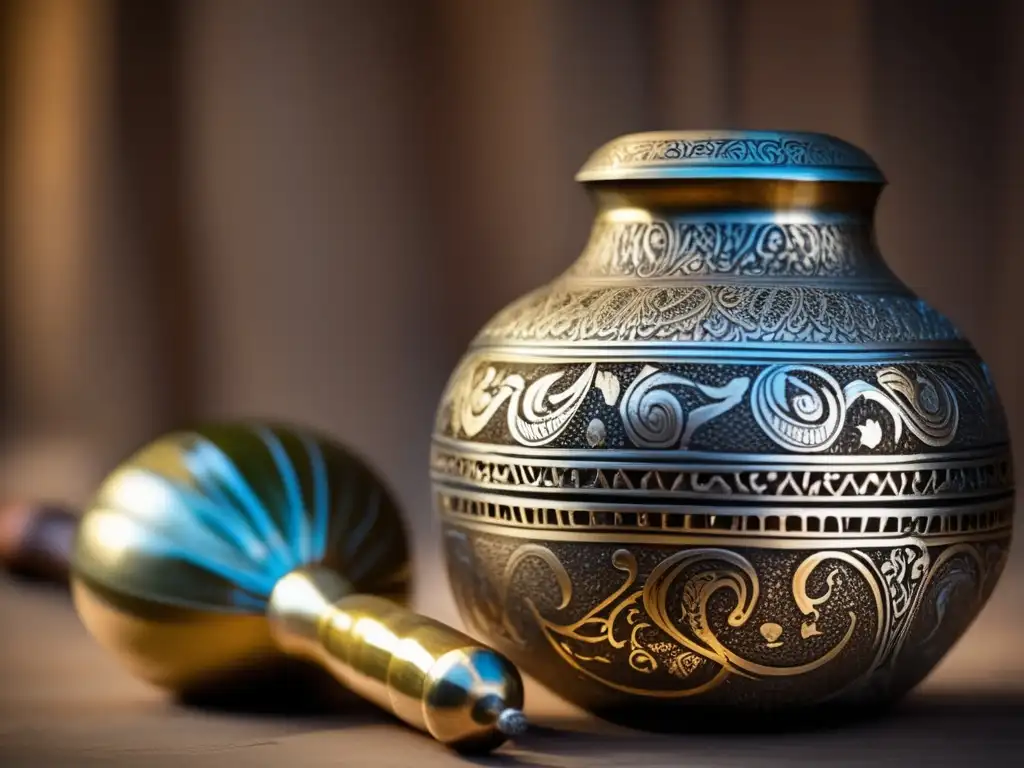 Utensilios de mate diseño innovador - Gourd y bombilla vintage, detalle y artesanía, historia y cultura del mate en América del Sur