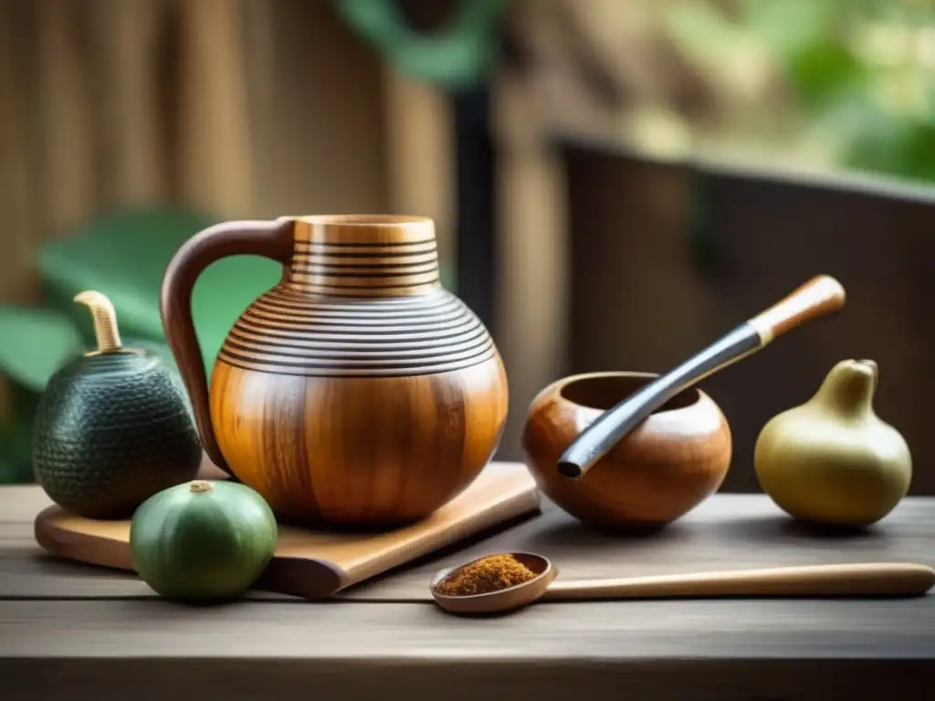 Utensilios mate vintage: gourd, bombilla, yerba, cuchara, estuche - Beneficios salud mate