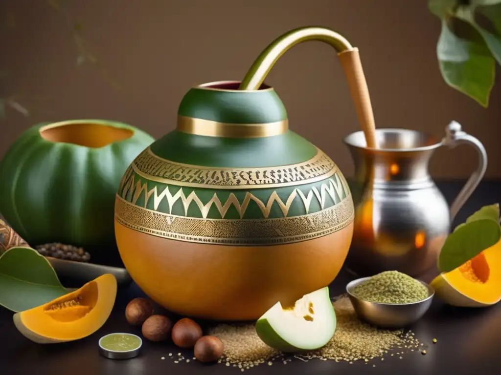 Variaciones dulces del mate tradicional con gourd, bombilla y ingredientes sabrosos