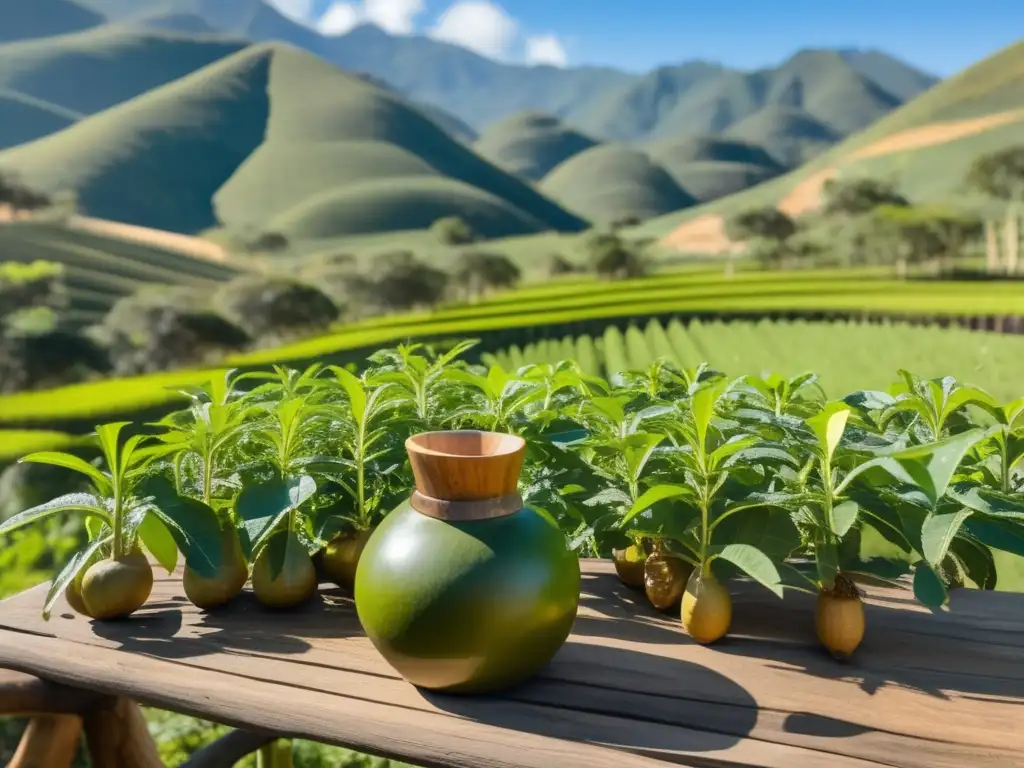 Plantación de yerba mate vintage con hermoso paisaje de colinas verdes y cielo azul - Errores comunes agricultura yerba mate