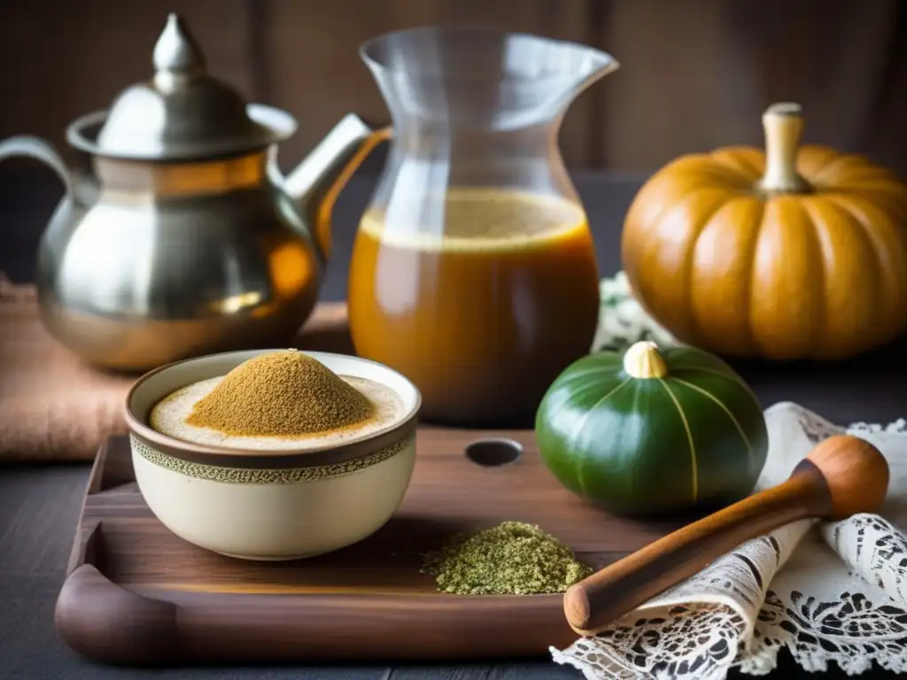 Tiramisú con yerba mate en mesa rústica elegante